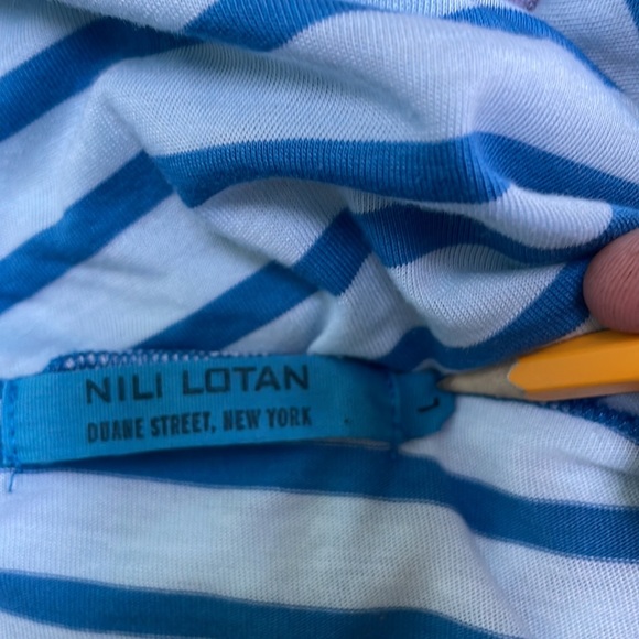 Nili Lotan large mini dress blue stripe scoop neck - Picture 6 of 7